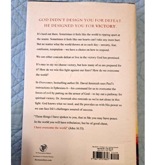 Dr. David Jeremiah OVERCOMER - Hardcover with Dust Jacket - New - Picture 2 of 3